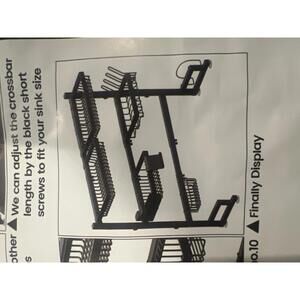 Open Box Adjustable Black Metal Sink Organizer Rack